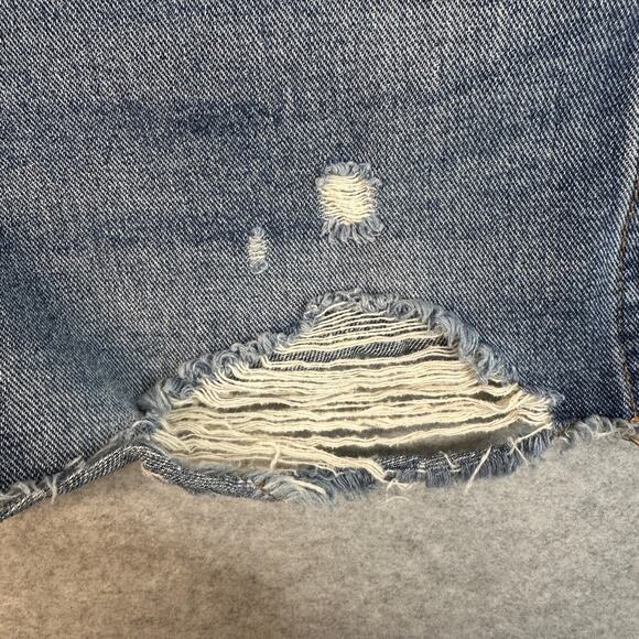 Wild Fable Short Overalls WMNS XS Medium Wash Distressed Denim Jean Bibs Shorts - Picture 3 of 8